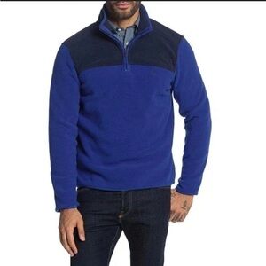Brooks Brothers Mens Sweater Large 1/2 Zip Fleece Pullover Blue L (C)3